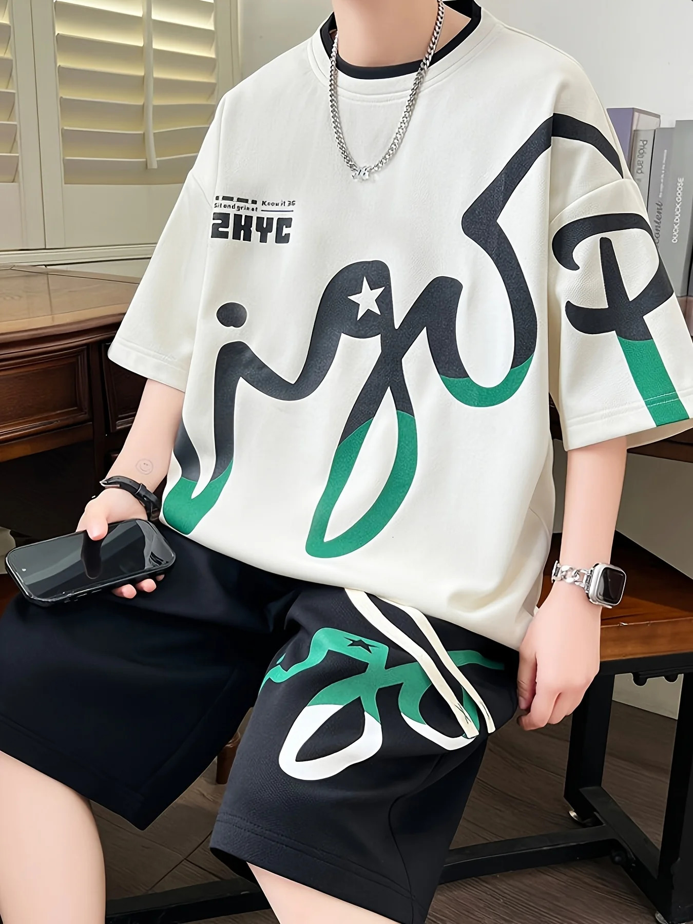 2025 Summer Mens Set Korean fashion two-piece sportswear for men trendy mens clothing jogging set T-shirt shorts set po 250604