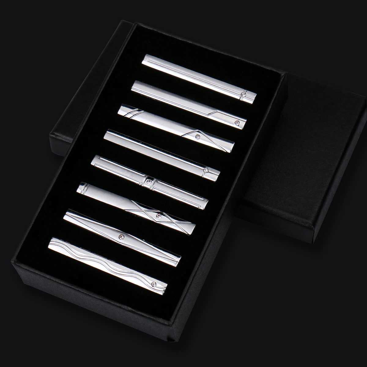 8pc Metal Tie Clip Set With Box For Tie Clip Man Luxury Business Wedding Guest Gift Necktie Pin Man Business Jewelry Gifts Sets W250604
