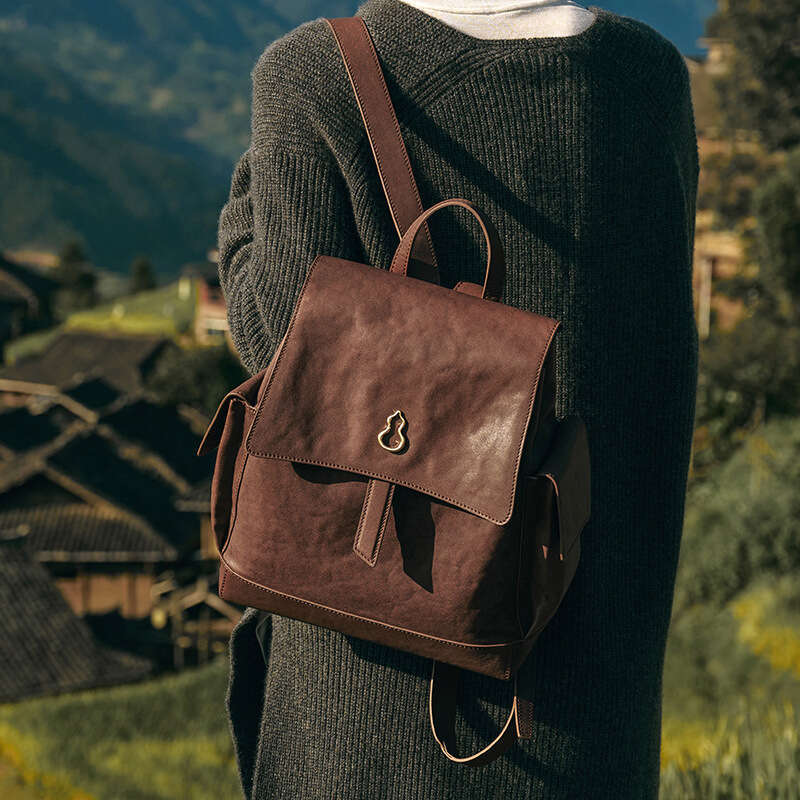 Women's Bags Designer BAMPO Banpo Tile Eaves First Layer Cowhide Backpack For Women New Large Capacity Vegetable Tanned Leather Double Shoulder B