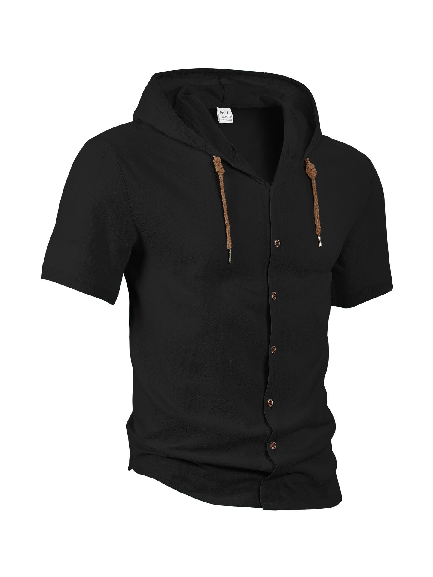 mens designer t shirt camisa de lino men dress shirt Men's Stylish Breathable Thin Hooded Short-Sleeved Cardigan Coat