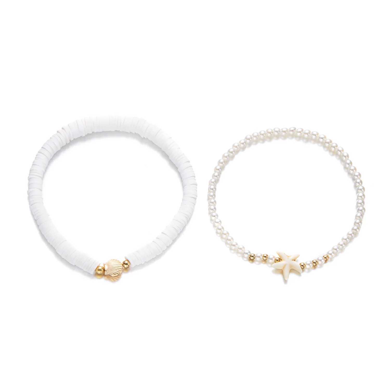 Bead Ankle Bracelets Set for Women Boho Shell Anklet Hawaiian Summer Beach Seashell Pearl Disc Starfish Conch Foot Jewelry W250604