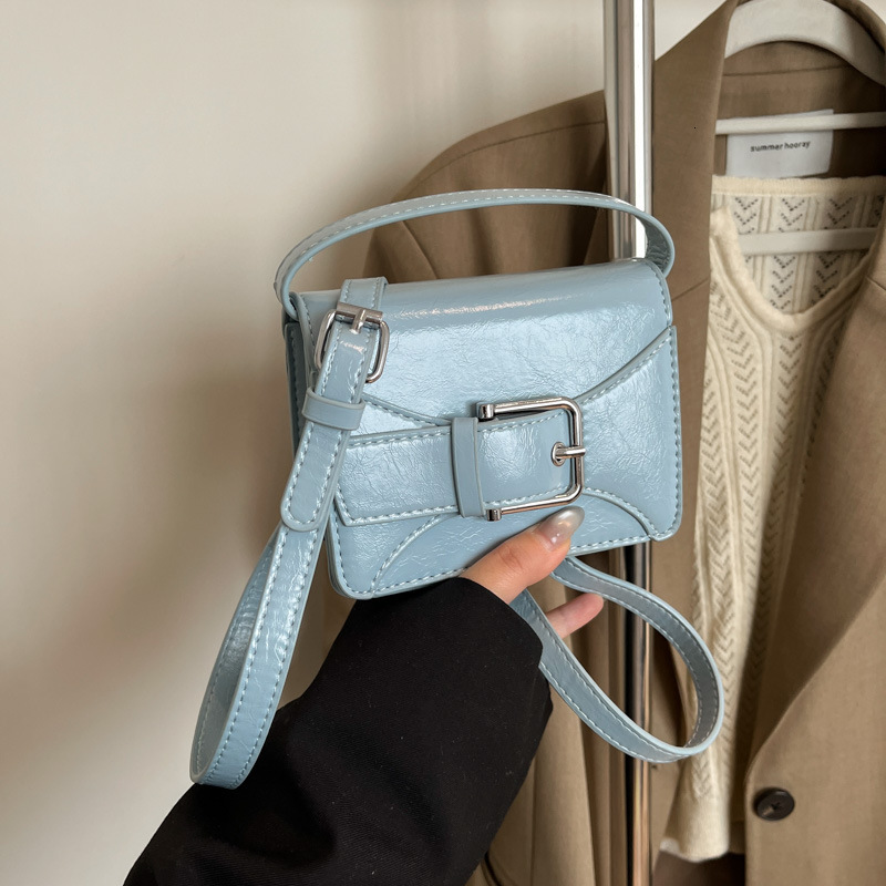 designer Korean Style Solid Color Simple Niche Belt Mini Handbag Small Square Bag for Women 2025 Summer New Cute Small Wallet