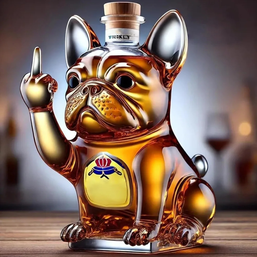 3D Middle Finger French Bulldog Whiskey Decanter Dog Whiskey Wine Glass Bottle For Bar Office Home DecorC 250603