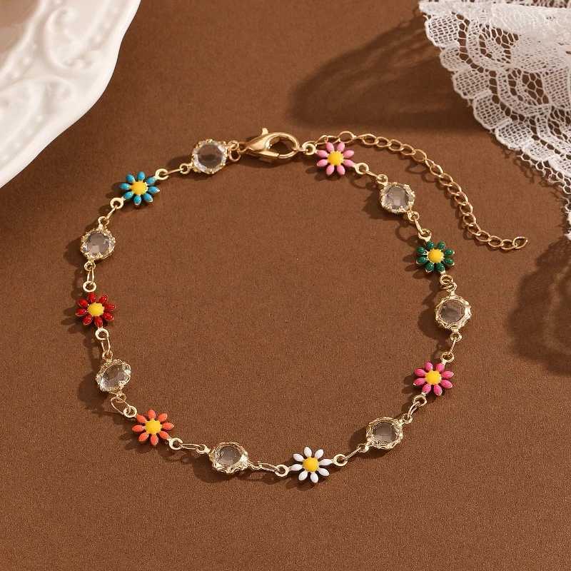 Fashion Summer Jewelry Flowers Crystal Anklet for Women Niche Premium Vintage Anklets Girlfriend Gift Mothers Day Gift W250604