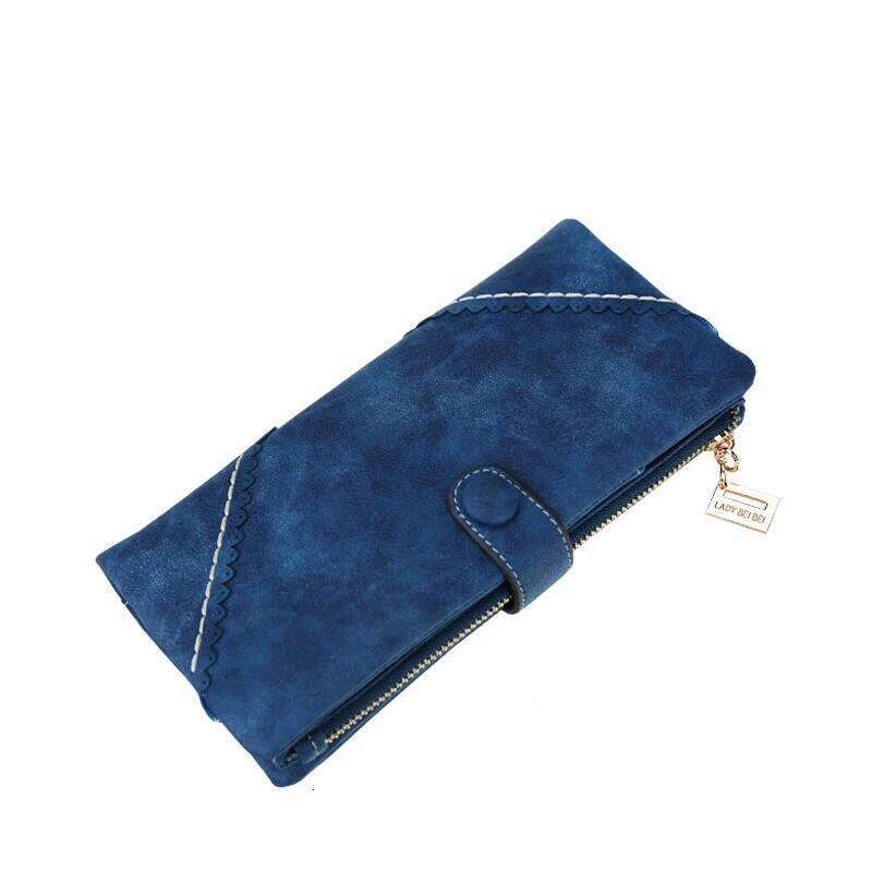 Long purse Women's high quality PU leather multi-card folding clutch bag Large capacity women's European and American vintage bu