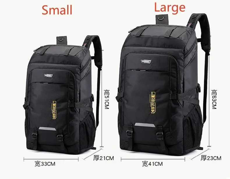 60L 80L Hiking Camping Backpack Nylon Waterproof Large Capacity Luggage Rucksack Men Women Outdoor Climbing Travel Sports Bag W250603