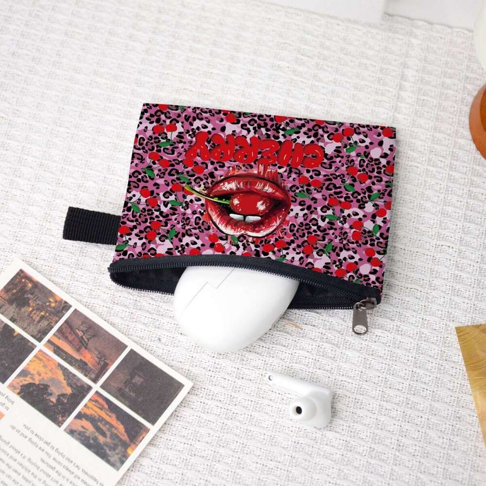 Leopard Print Cherry Purse Large Capacity High-end Card Holder Key Bag Clutch Coin Storage