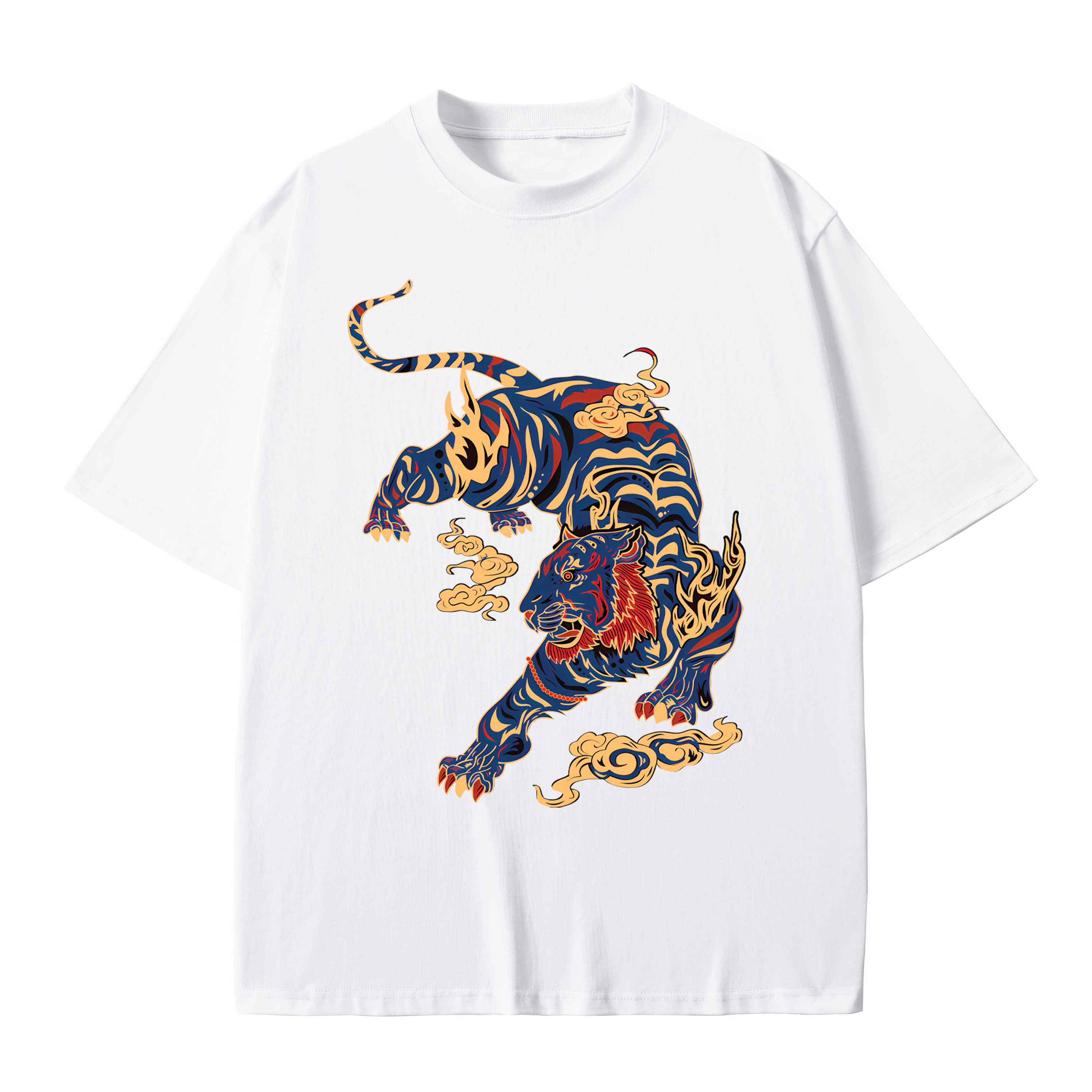 T-shirt men's top designer cotton T-shirt the tiger Painting short sleeved clothing high-quality fashionable T-shirt BROADTRUE