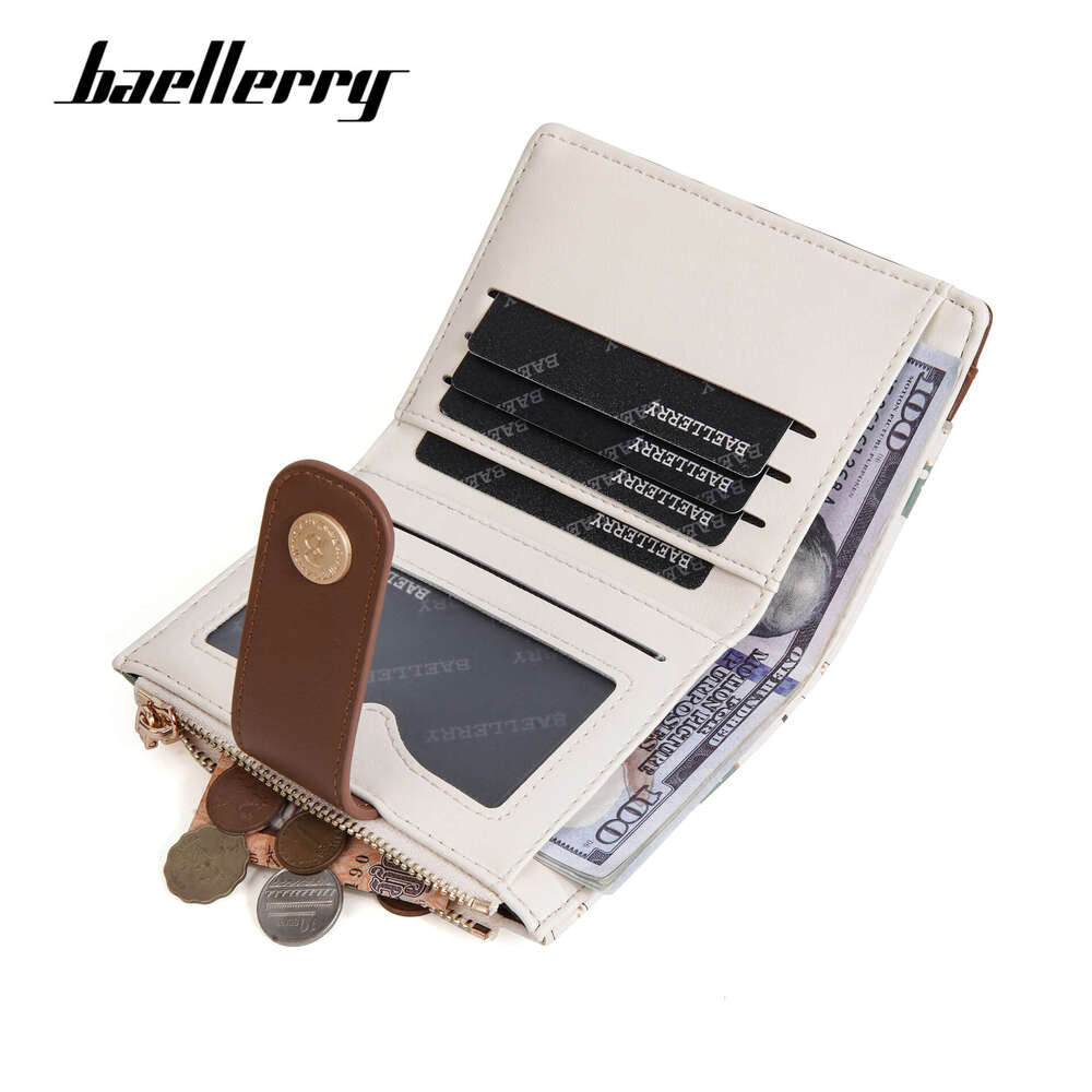 New Women's Short Baellerry Korean Version Cartoon Dinosaur Print Snap Button Wallet Zipper Coin Purse