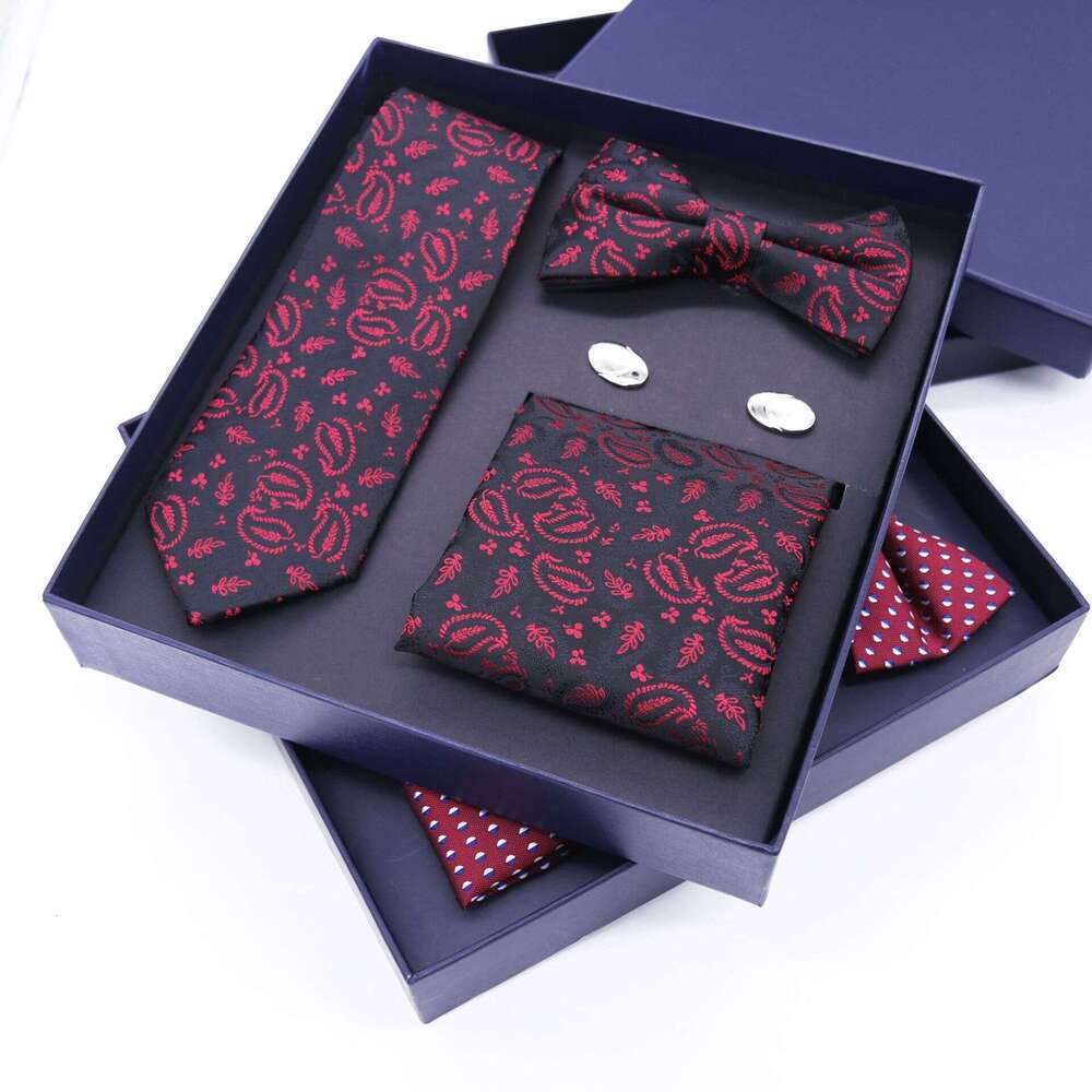 mens business formal wear party gift fashion handkerchief and bow tie set