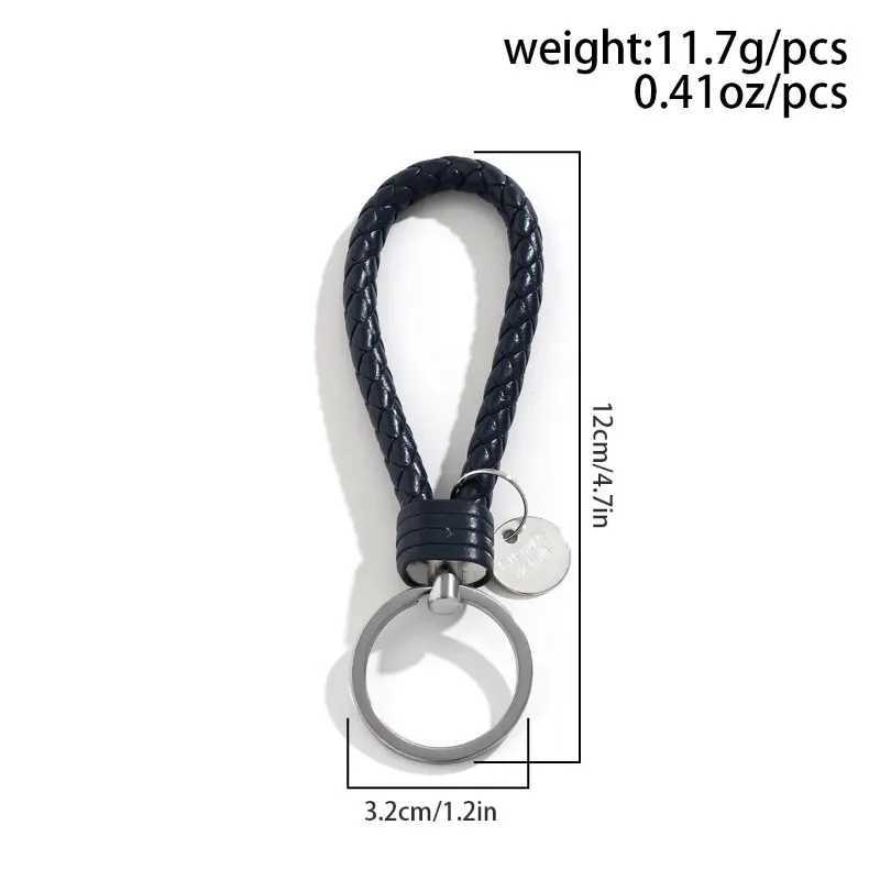 2Pcs/Set PU Leather Braided Woven Rope Keychain DIY Bag Pendant Key Chain Holder Key Car Trinket Keyring Men Women Gift Jewelry M250604