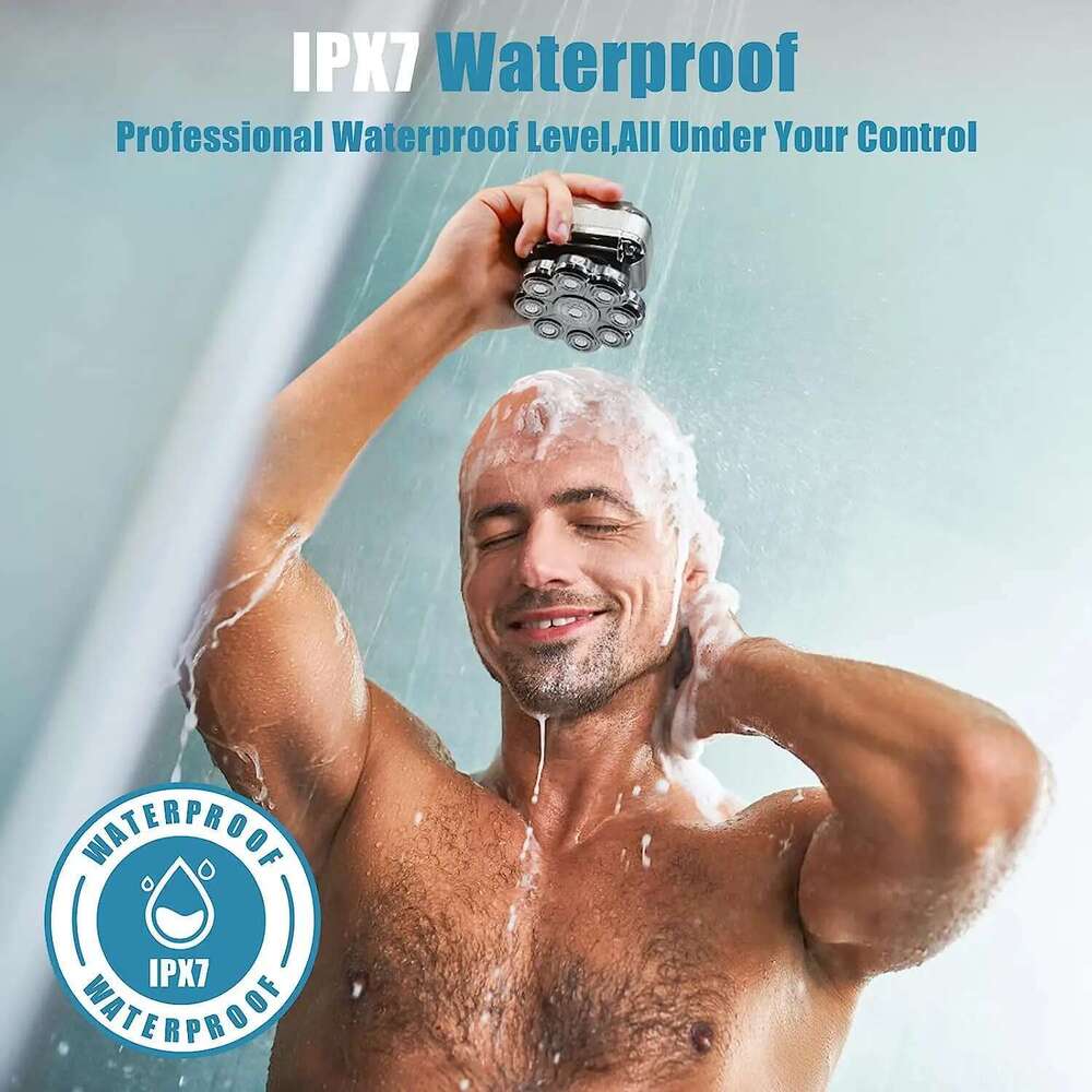 9D For Bald Men Electric Shavers Rechargeable Head Razor Ipx7 Waterproof Rotary Shaver With LED Display