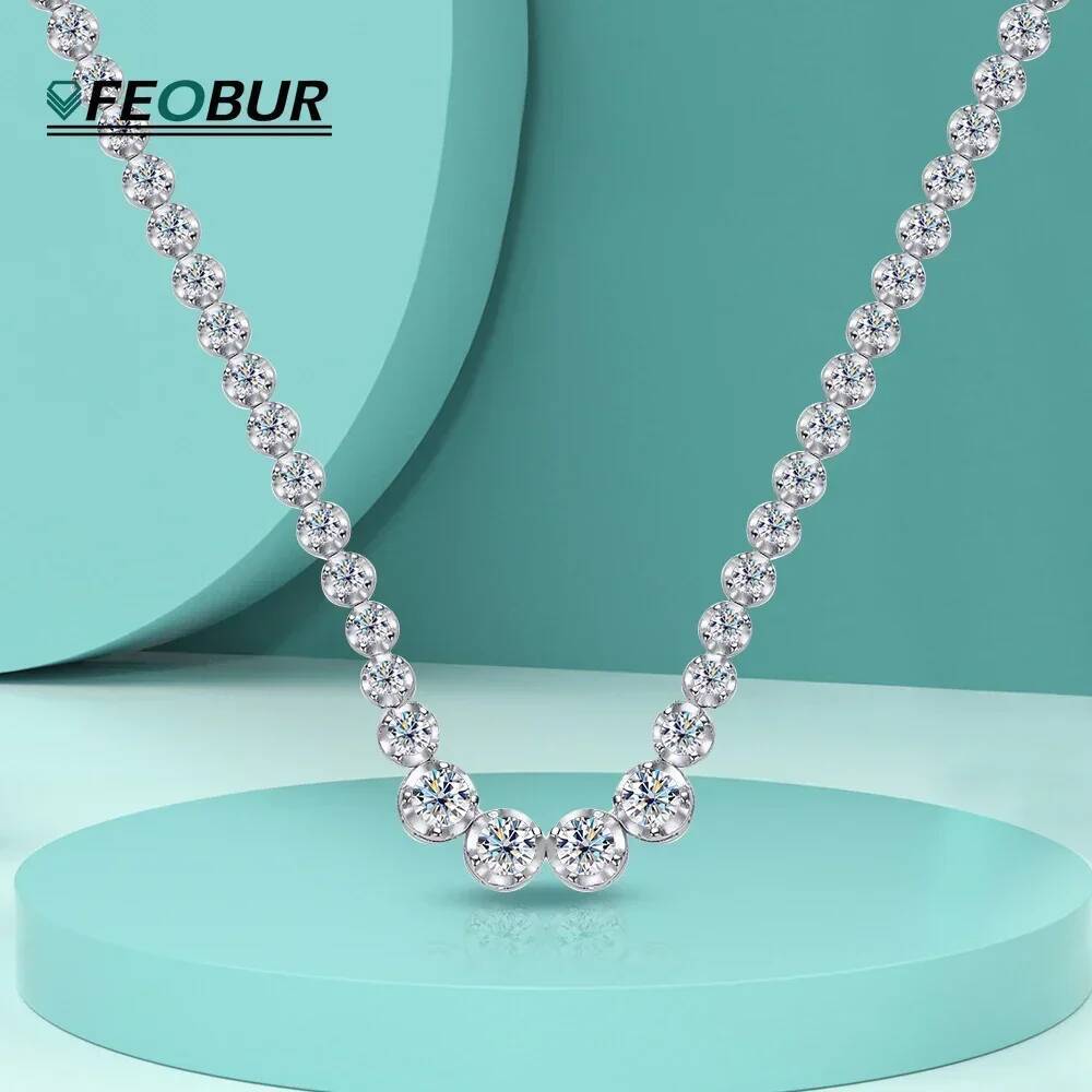 1.2ct Moissanite Tennis Choker Necklace for Women Certified Original Sterling Sier Dia Clavicle Chain Jewelry Gift