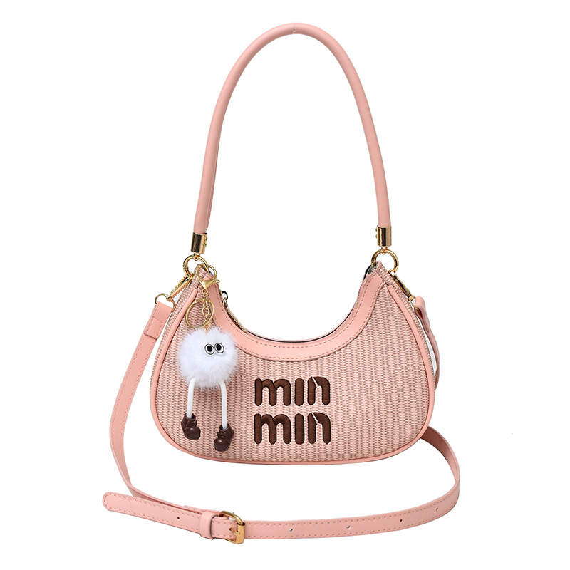 Free Shipping 2025 New Bestselling Straw letter Women's Shoulder Bag Fashionable and Popular Simple Design Crossbody Bag