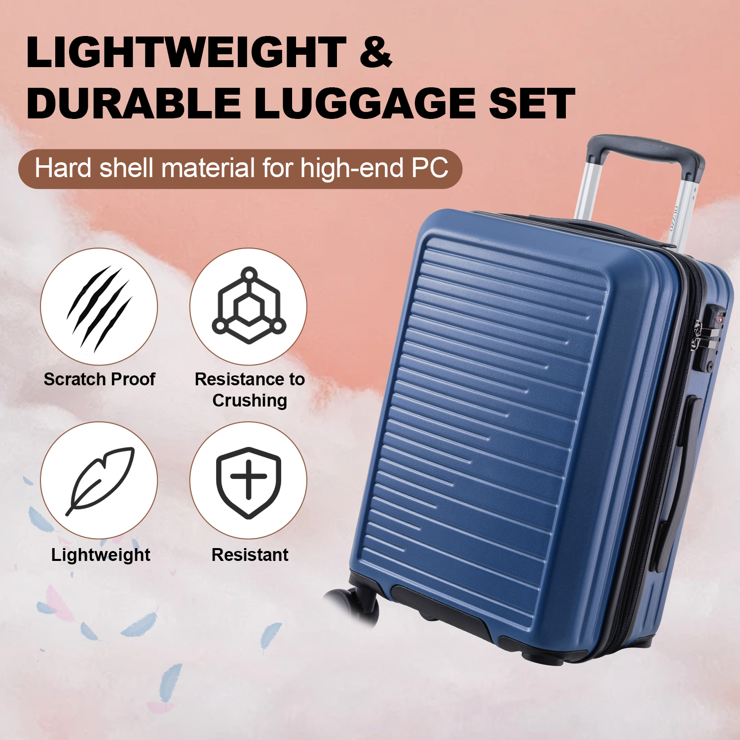 TSA-Accepted Expandable Luggage Sets of 3 - ABS Carry On Suitcase for International Travel & Corporate Business Trips