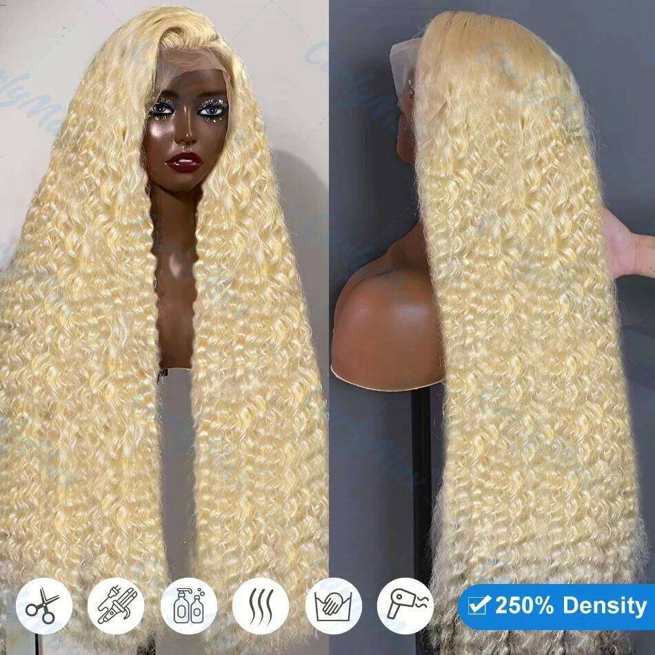 Curly 200 Density 28 30 32 Inch 613 Honey Blonde Deep Wave 13x4 Front Wigs HD Transparent 13x6 Lace Frontal Wig Human Hair
