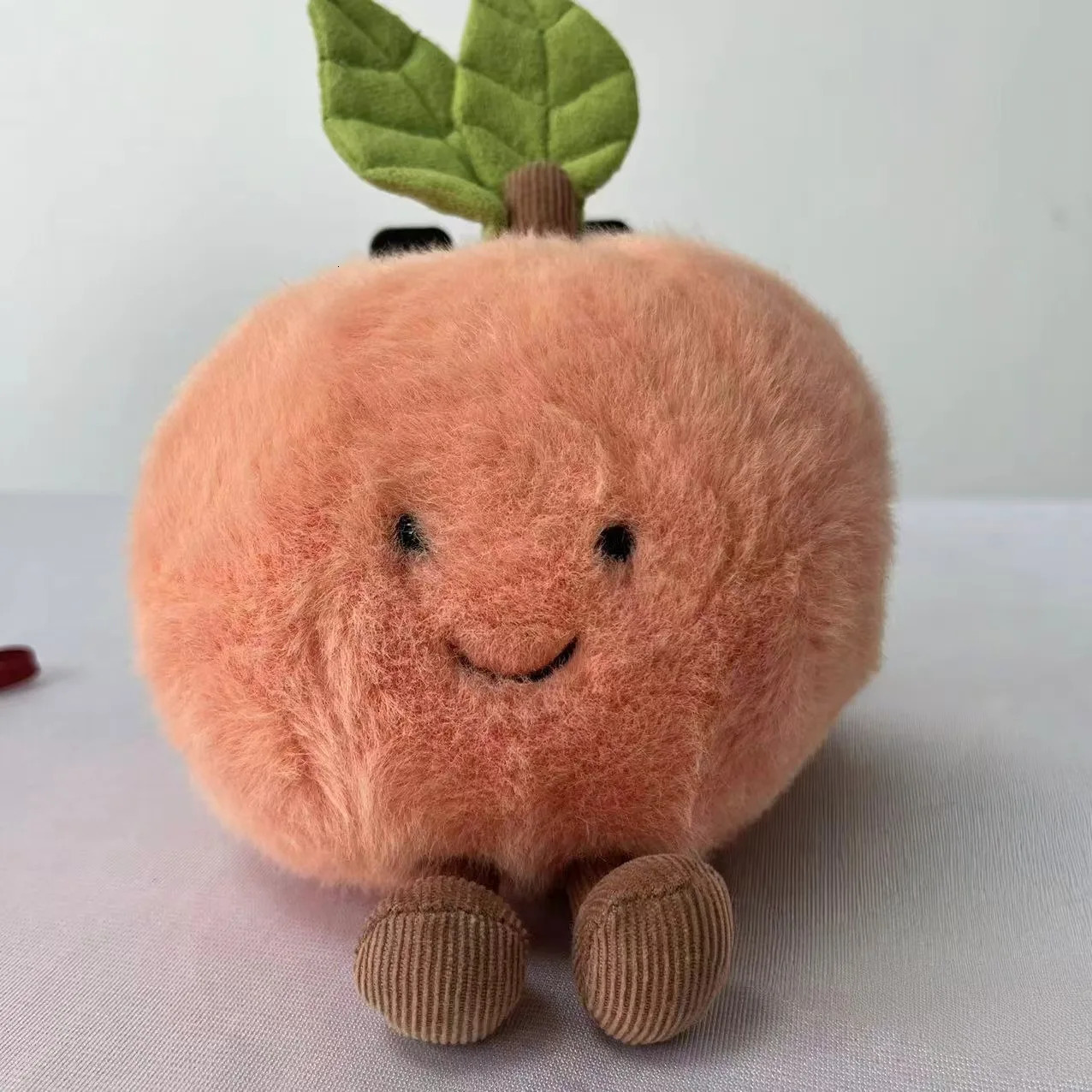 2025 Jelly Cat Peach Pear Cherry Plush Doll Smiling Face Fruit Series Home Bedroom Decoration Pet Interactive Toy Birthday Gift 250604