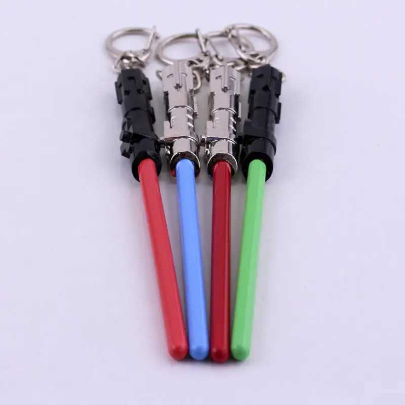 Movie Jewelry Lightsaber Keychain Cosplay Toys War Metal Keychain Light Saber Key Ring Kids Gift M250604