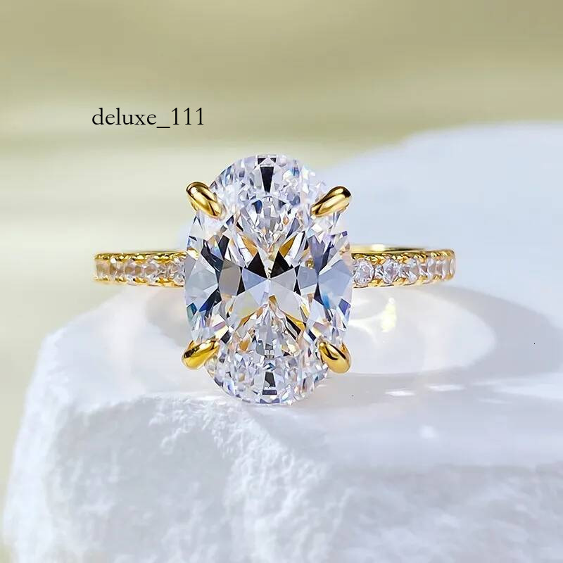 2024 Choucong Drop Ship Wedding Rings Gorgeous Jewelry Real 100% Sterling Sier Gold Oval Cut Large White Moissanite Dia Party OL Women Ring Gift