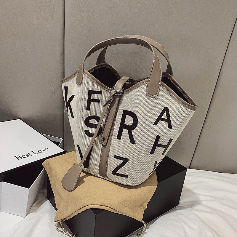 designer Large Capacity Knitted Bag Bucket Simple Letter Literary Tote Bag High Appearance Fashion Handbag Versatile Korean Style