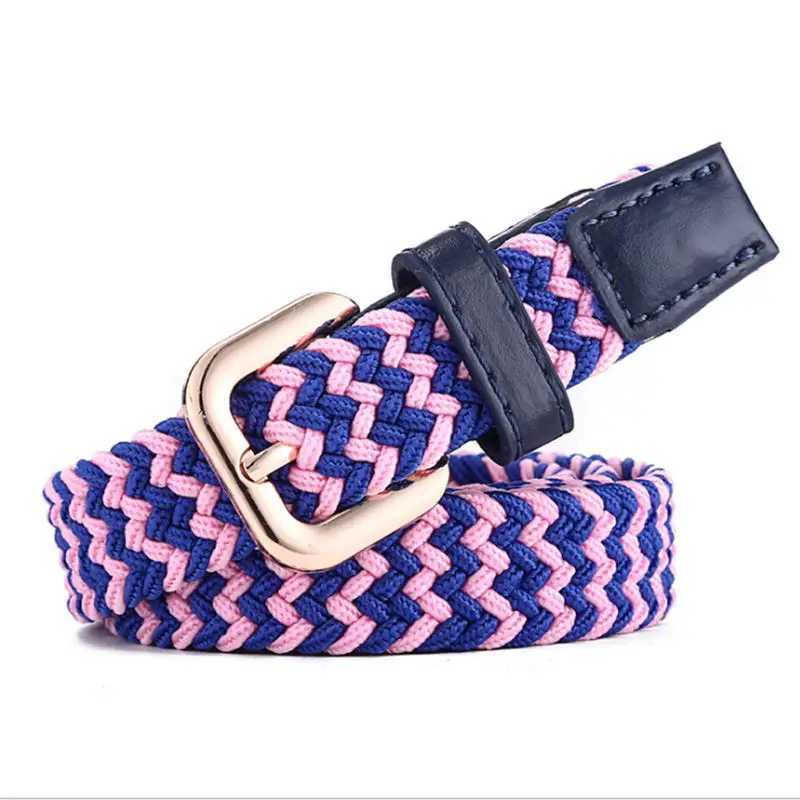 BOKADIAO Women Childrens Elastic Belt Pin Buckle Weave Stretch Canvas Belt Candy Colors Luxury Jeans Belts for Boys Girls Strap W250604