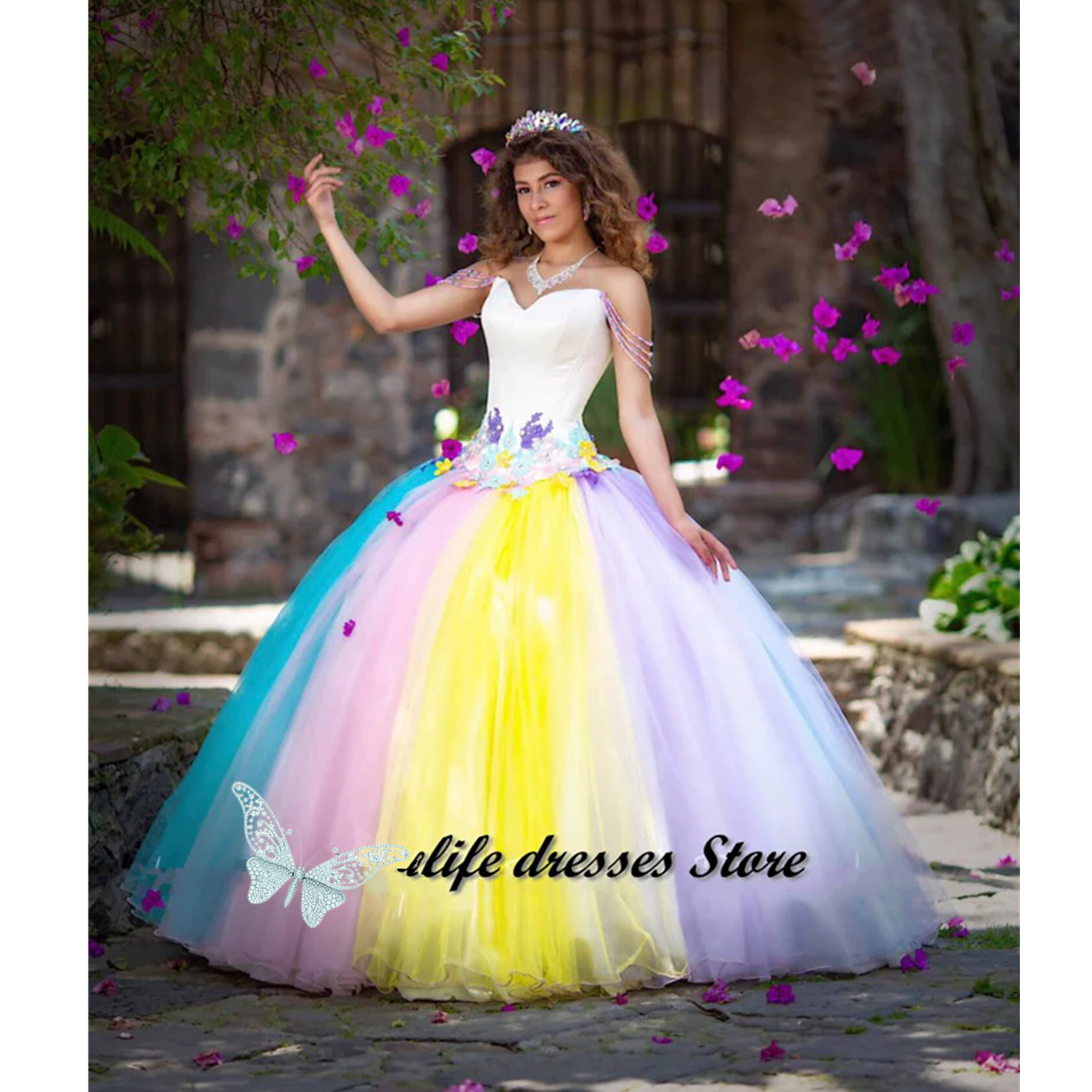 Purple Quinceanera Dresses 2025 Ball Gown Sexy Spaghetti Strap Beads Appliques Ruffles Long Evening Prom Dresses Custom made 05