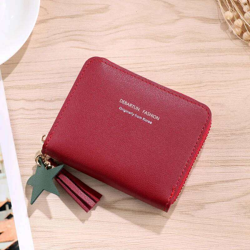 Women Small Ladies Mini Tassel Cute Girl Short Zipper Lovely Pu Leather Coin Female Hand Wallet Purse