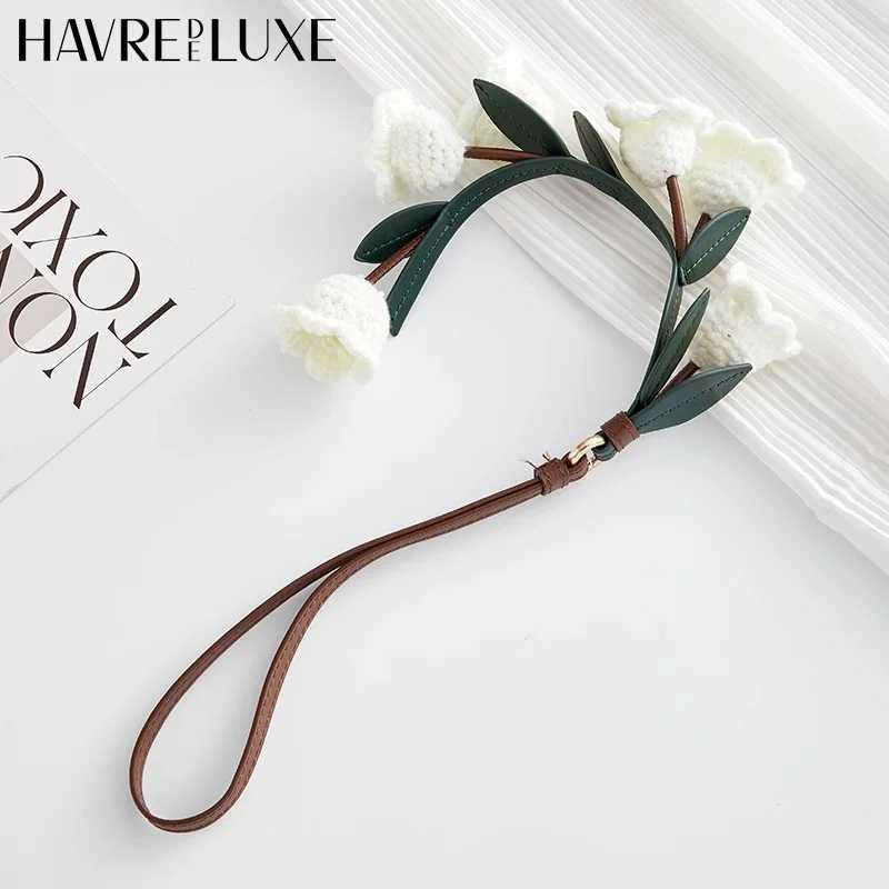 White Lily of the Valley Bag Charm Handmade Cowhide Woven Flower Pendant Knitted High-end Bag Accessories W250604