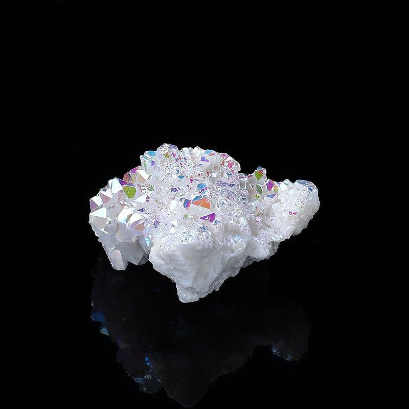 Rainbow - Plated White Crystal Clusters - Iridescent Spiritual Decor for Energy Boost