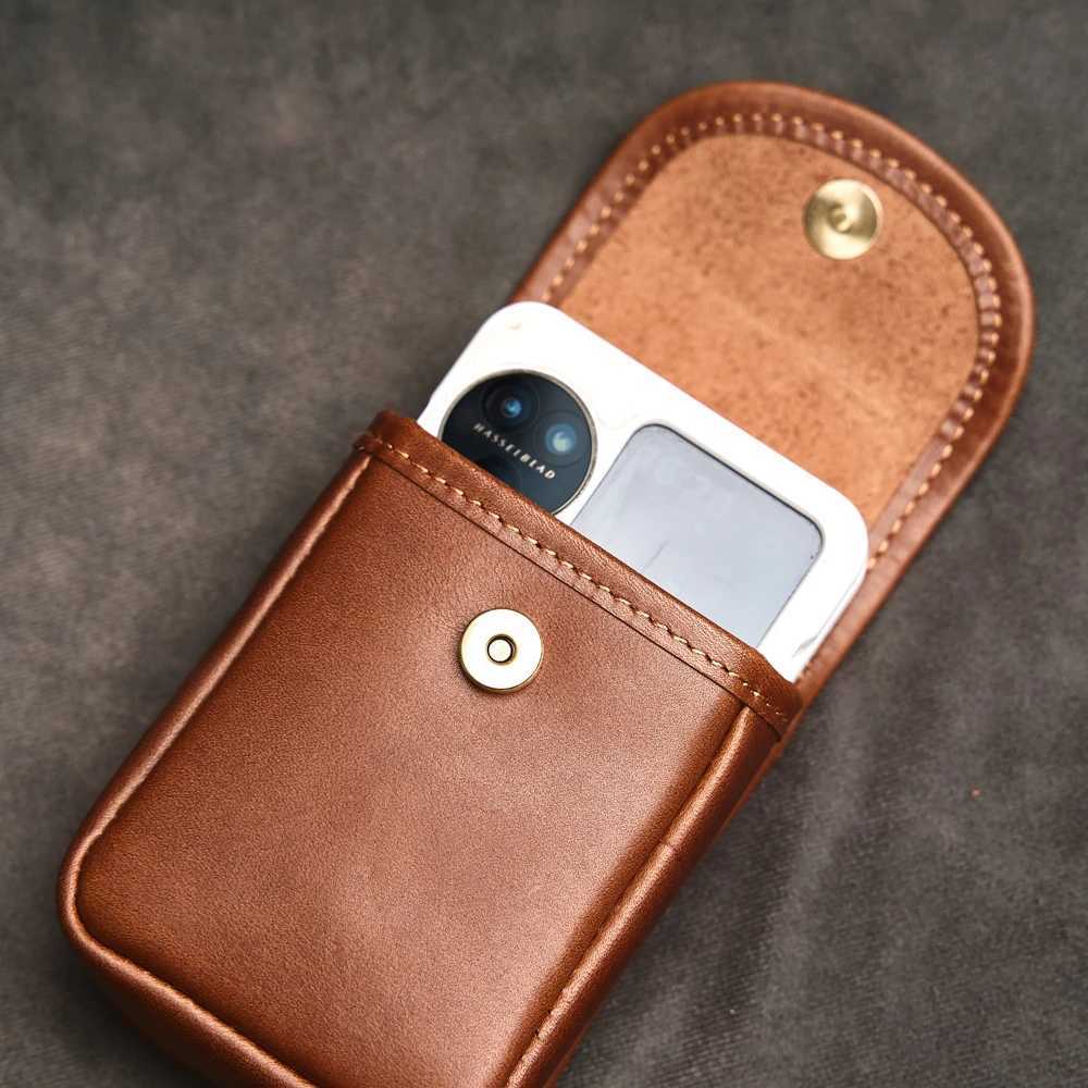 Genuine Leather Vintage Waist Bag Mens Shoulder Bag Casual Small Satchel Sports Waist Bag Wearable Belt W250604