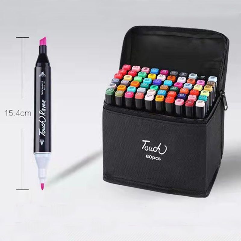 Wholesale high-qualit Markers,24-120Colors Dual Brush Tip Permanent Art Markers with bag,Coloring Marker,for School supplies,Book Painting Card Making