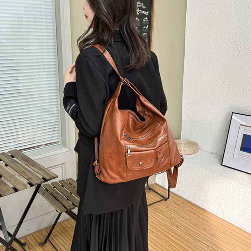 Street Retro Fashion Trend Womens Shoulder Crossbody Bag Zipper Large Capacity Travel Purse and Handbag Casual Backpack XJ250604