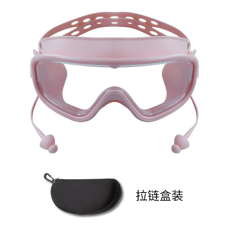 HD Anti-Fog Swimming Silicone Waterproof Comfortable Adult Cap Earplugs Nose Clip Water Splashing Festival Large Frame Swim Goggles