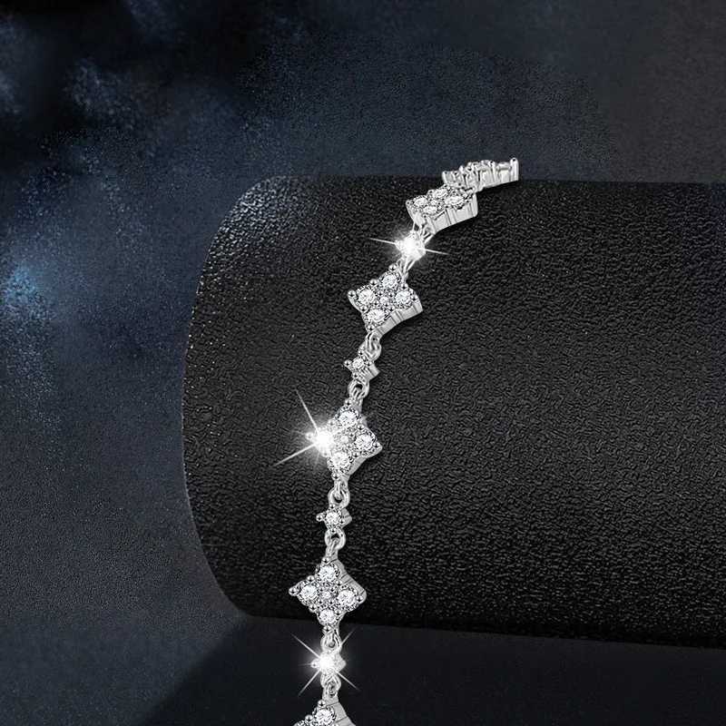 RAPRGOLD GRA Certified Moissanite Flower Bracelets for Women S925 Sterling Silver Bracelets Chain Wedding Jewelry Gifts M250604
