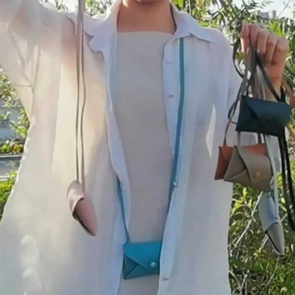 New PU Leather Shoulder Bag Solid Color Multifunctional Waist Bag Durable Mini Bag Necklace W250604