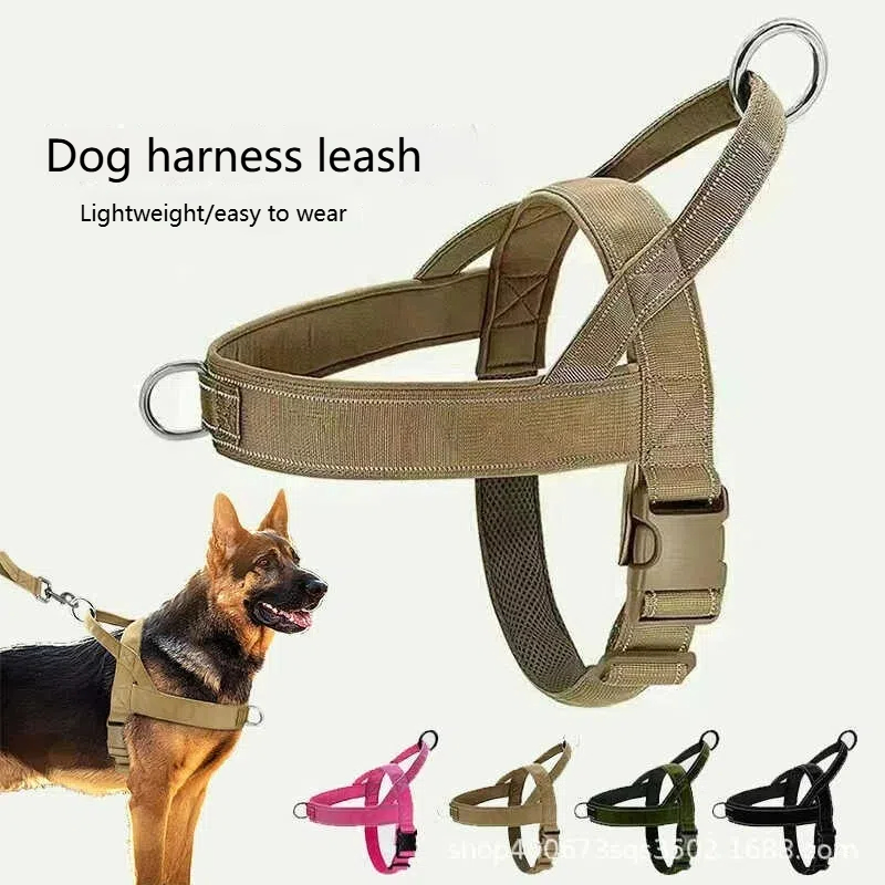 Reflective No Pull Dog Harness Vest for Medium Large Dogs, Adjustable Nylon Pet Harness with Front and Back Leash Clips