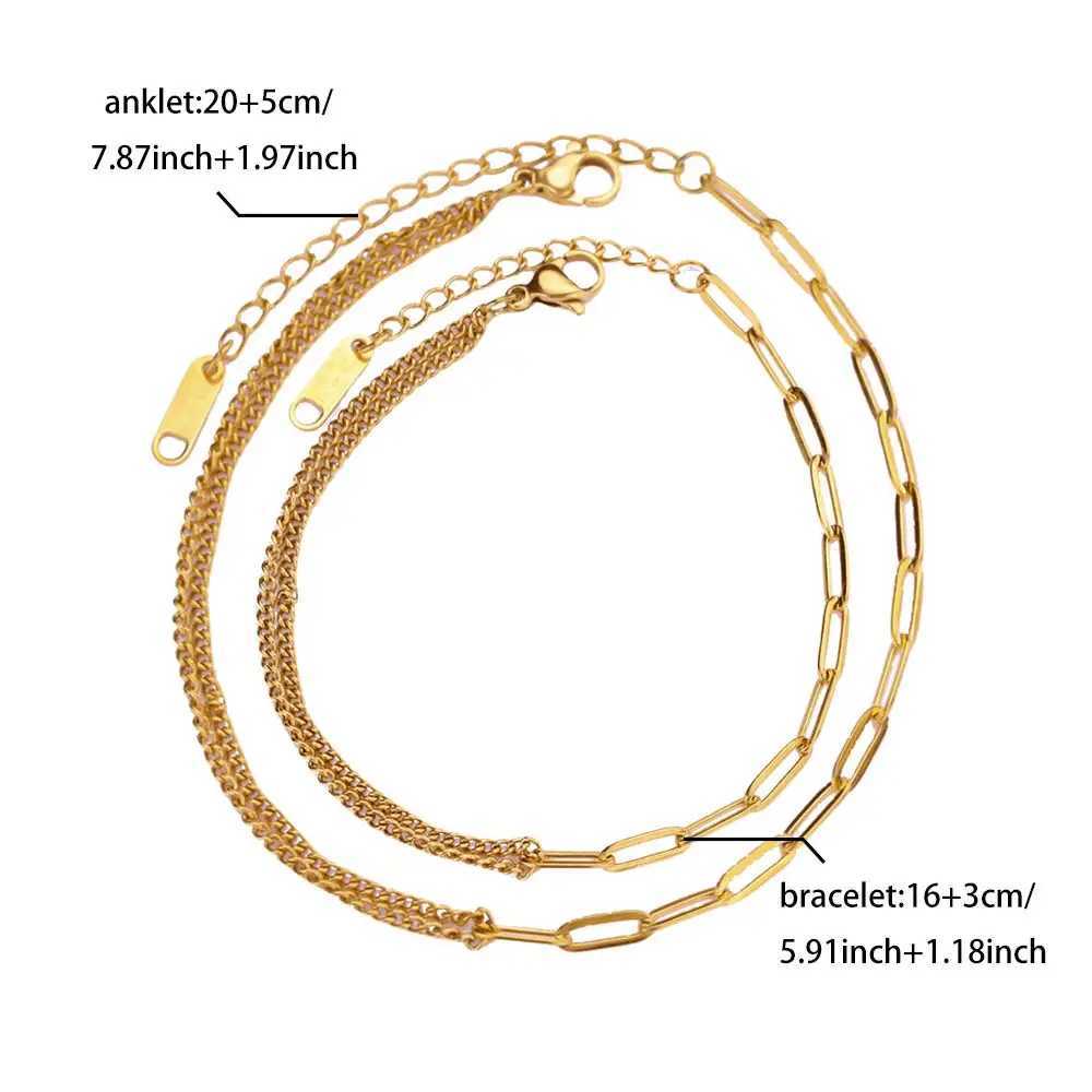 Stainless Steel Anklet Bracelets For Women Gold Color Chain Anklets Trendy Summer Beach Aesthetic Jewelry Accessories Femme W250604