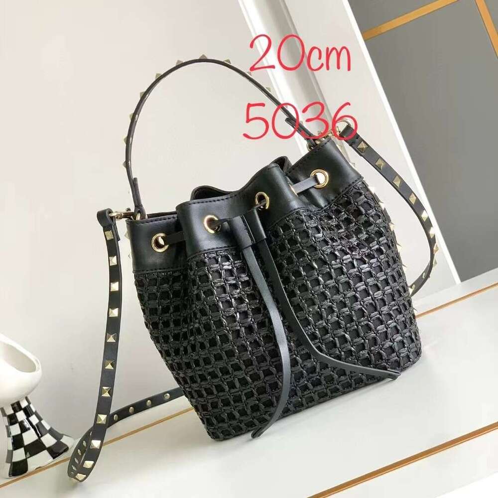 Woven Bag Leather Hollow Woven New Raffia Women S Beach Fashion Versatile Single Shoulder High End Handbag Bucket Crossbody Bag Soft Woven Tote