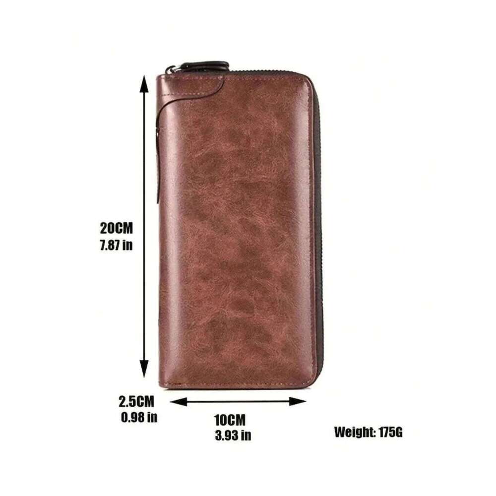 Long RFID Blocking Wallet Zipper Multi Holder Leather Credit Card Organizer Anti Theft Purse for Men