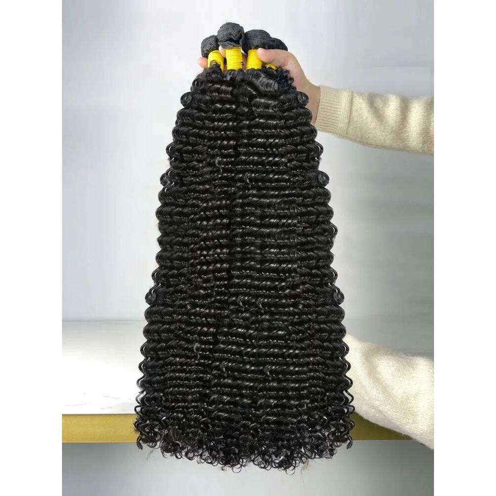 Deep 30 Inch 100% Bralizian Remy Raw Virgin Human Curly Water Wave Extensions 3 4 Long Bundles Bulk Braiding Hair