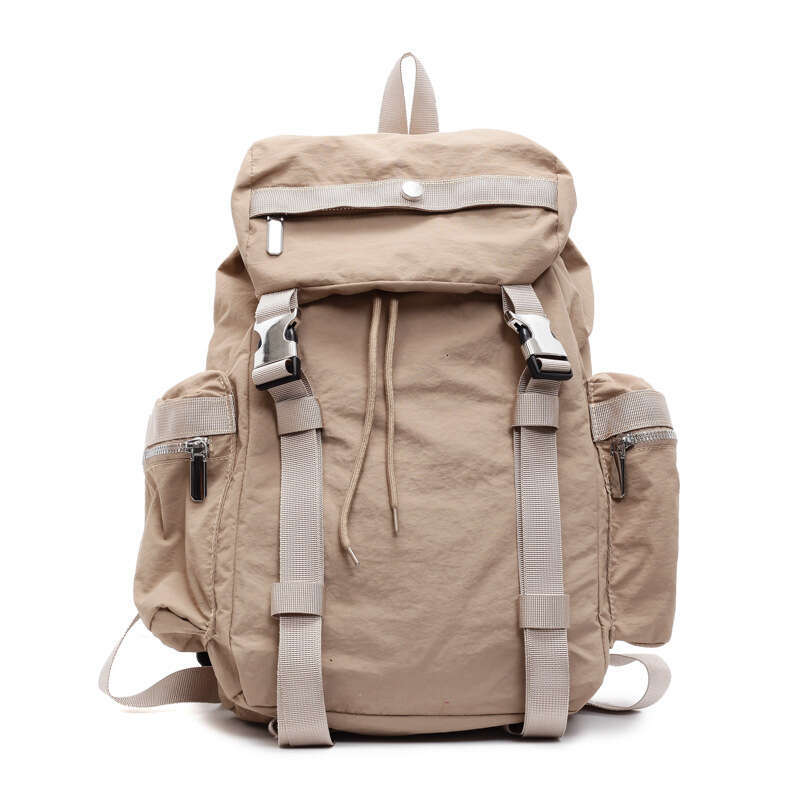 New Trendy Women's Large Capacity Solid Color Simple Student School Bag Multi-pocket Casual Travel Backpack