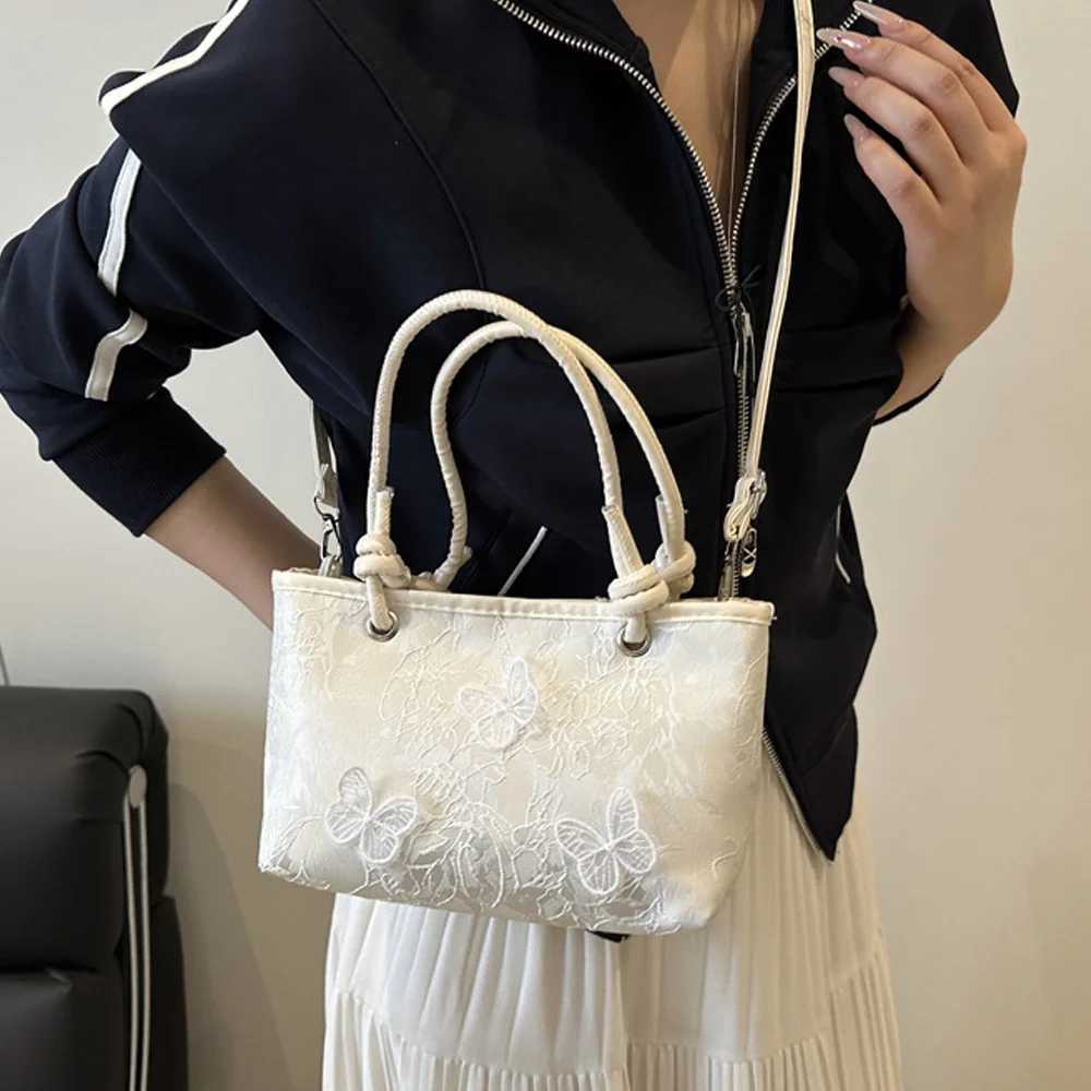 Beautiful lace butterfly trendy embroidery handbag fashionable summer large-capacity elegant single-shoulder crossbody bag A-DH XJ250604