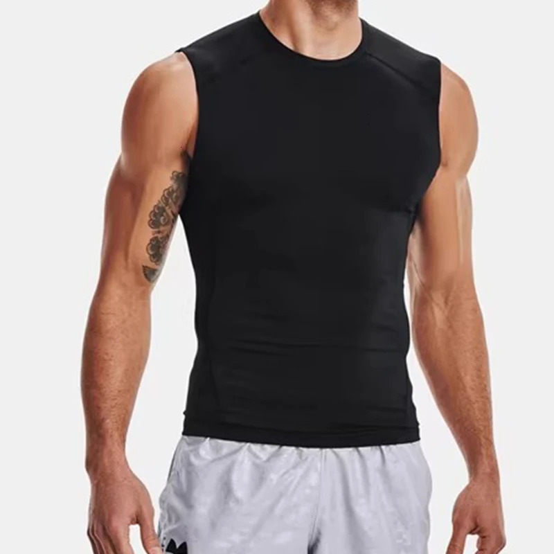 Mens Running Tank Top Summer Sleeveless Shirt Elastic Compression Tanktop Male Top Gym Fitness Singlets Training Sport Vest Men 250604