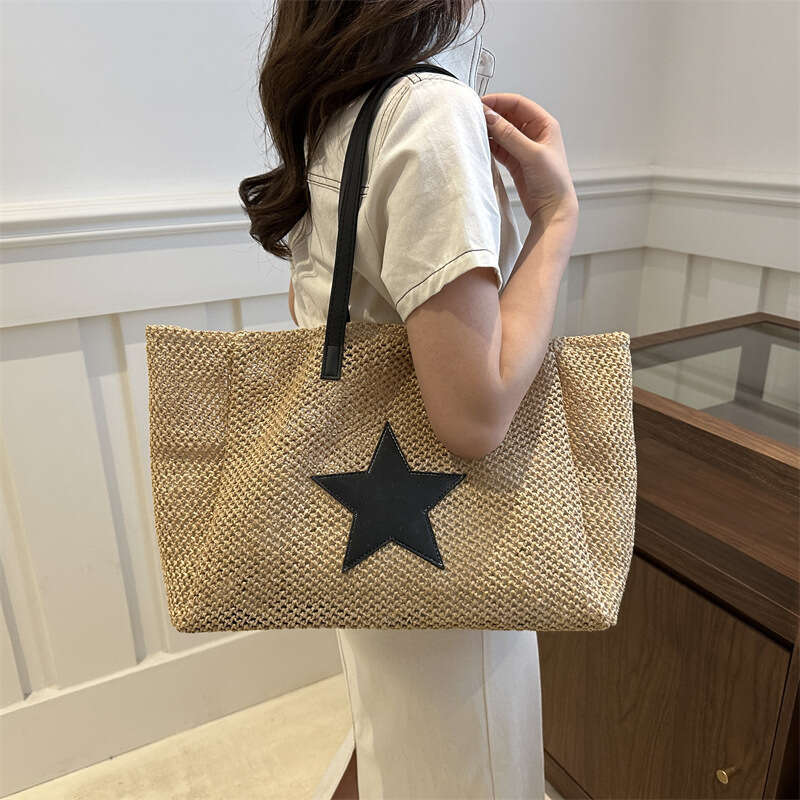 Straw Large Capacity Tote 2024 New Fashion Vacation Style Woven Simple Shoulder Underarm Bag