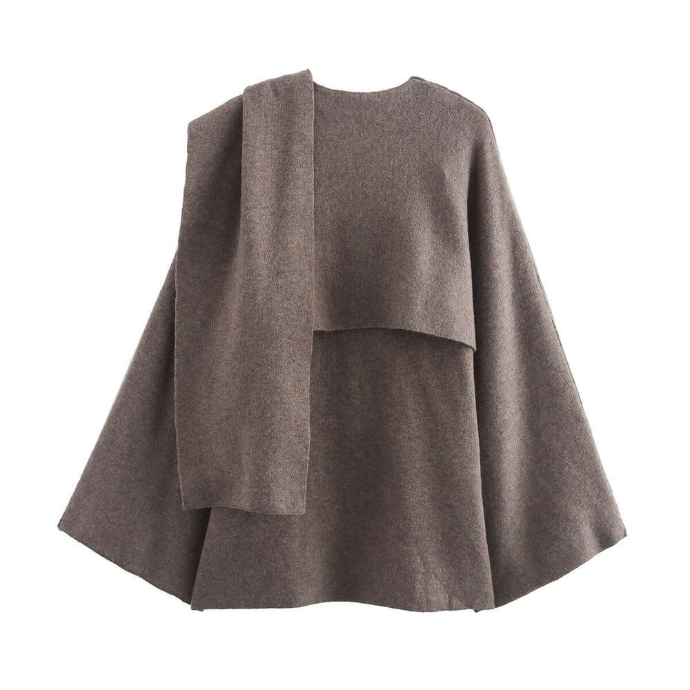 Style Women's Autumn New Asymmetric Scarf Short Loose Knit Coat Jacket B5