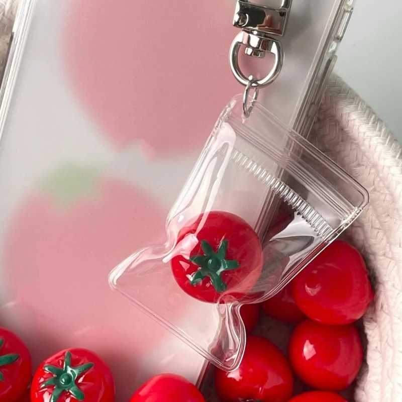 New Simulation Tomato Keychain Fashion Key Chain Bag Charm Student Bags Ornament Car Phone Decoration for Women Girls Kids M250604