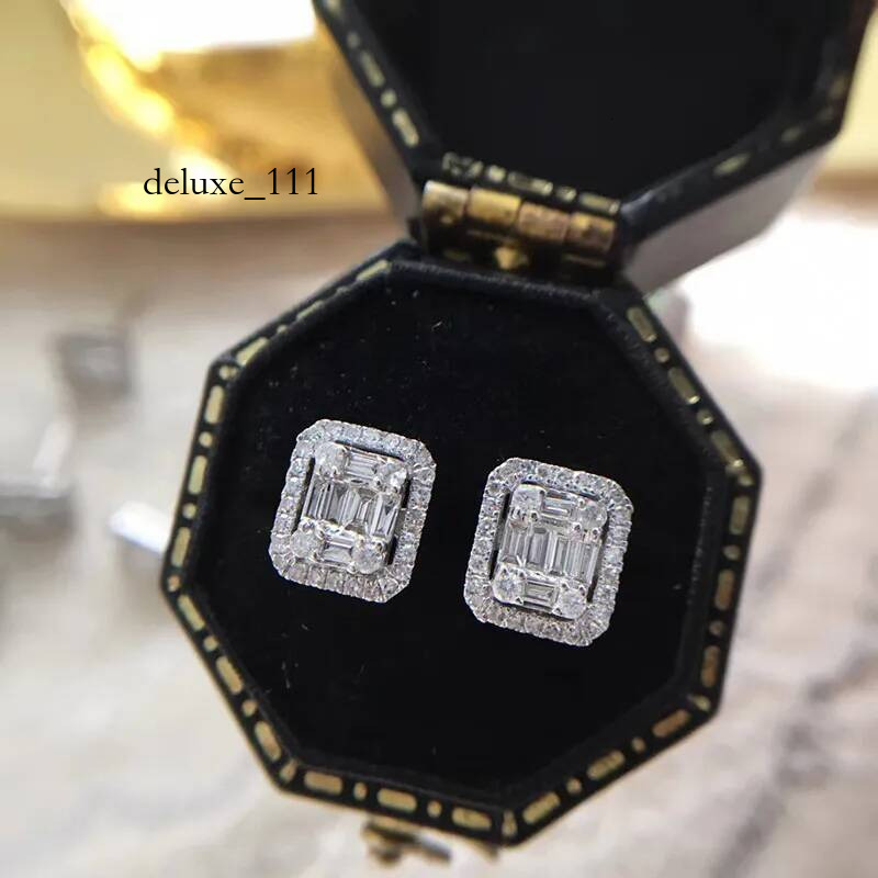 2023 Sparkling Stud Earrings Jewelry Sterling Sier T Princess Cut White Topaz CZ Dia Gemstones Party Promise Women Wedding Earring Gift
