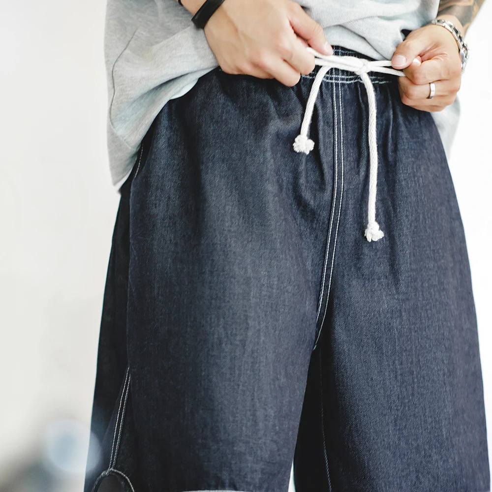 Maden Summer Casual Ice Jeans Men Denim Shorts Cool Fit Loose Straight Leg Half Pants Mens 250529Z