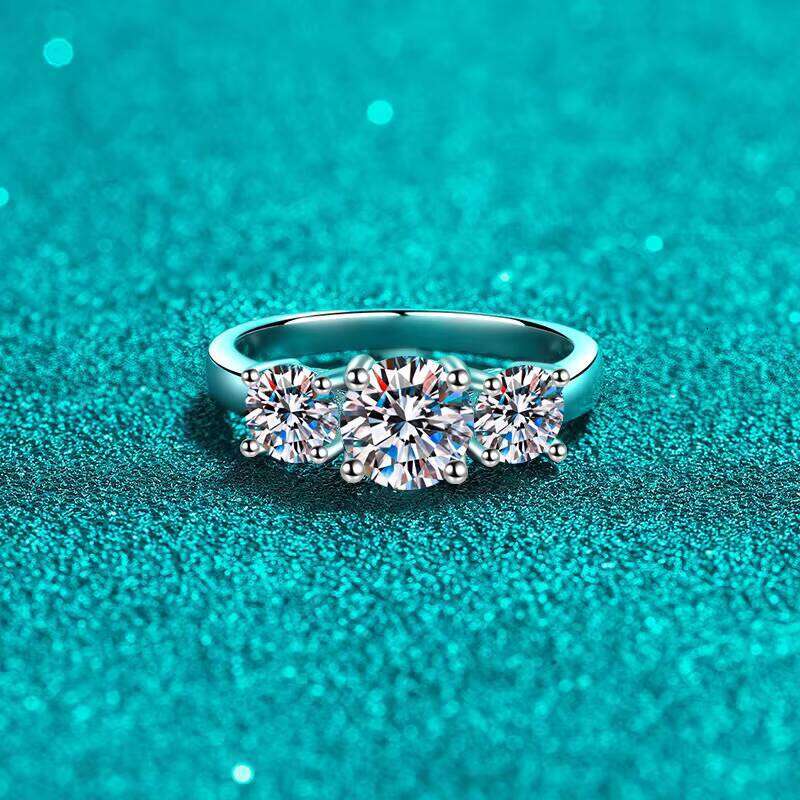 DHcollections Sier Original Total 2 Carat Round Brilliant Cut Pass Dia Test D Color Moissanite Wedding Ring for Women Fine Jewelry