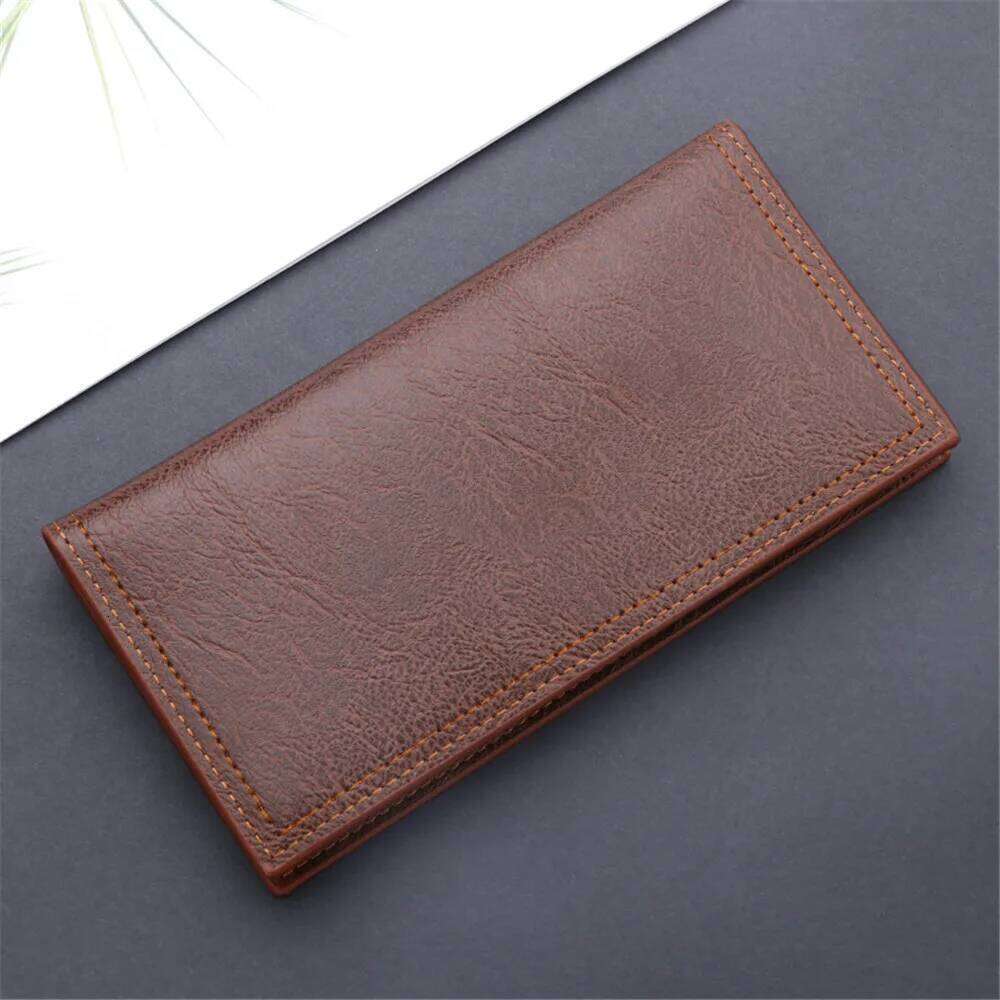 Classic Men'S Wallet Oil Wax Leather Long Wallets Gift Vintage Simple Storage Money Clip ID Bag Card Holder New